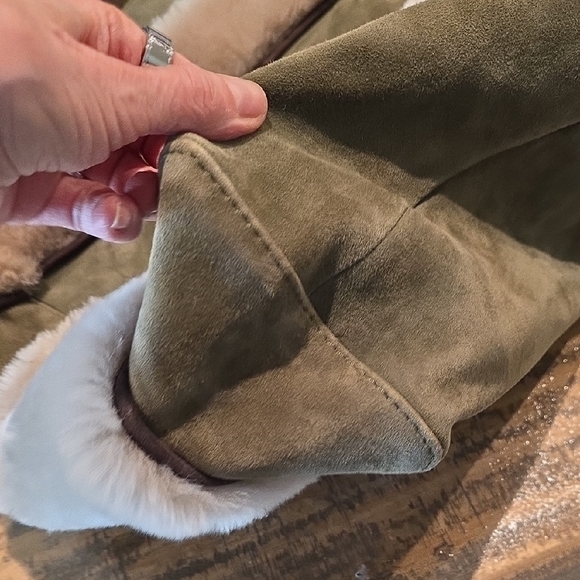 Anthropologie Olive and Tan Fur Tote - Picture 3 of 9